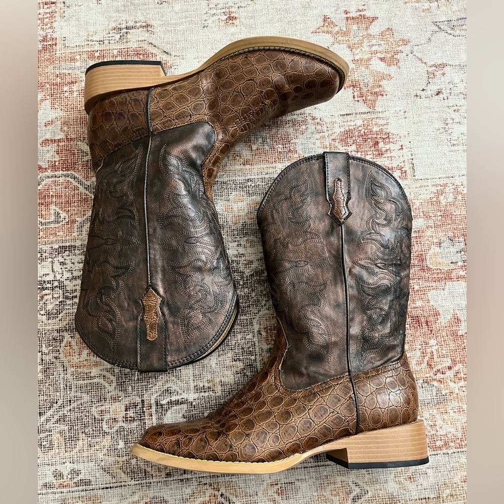 Brown Western Cowboy Leather Boots for Women